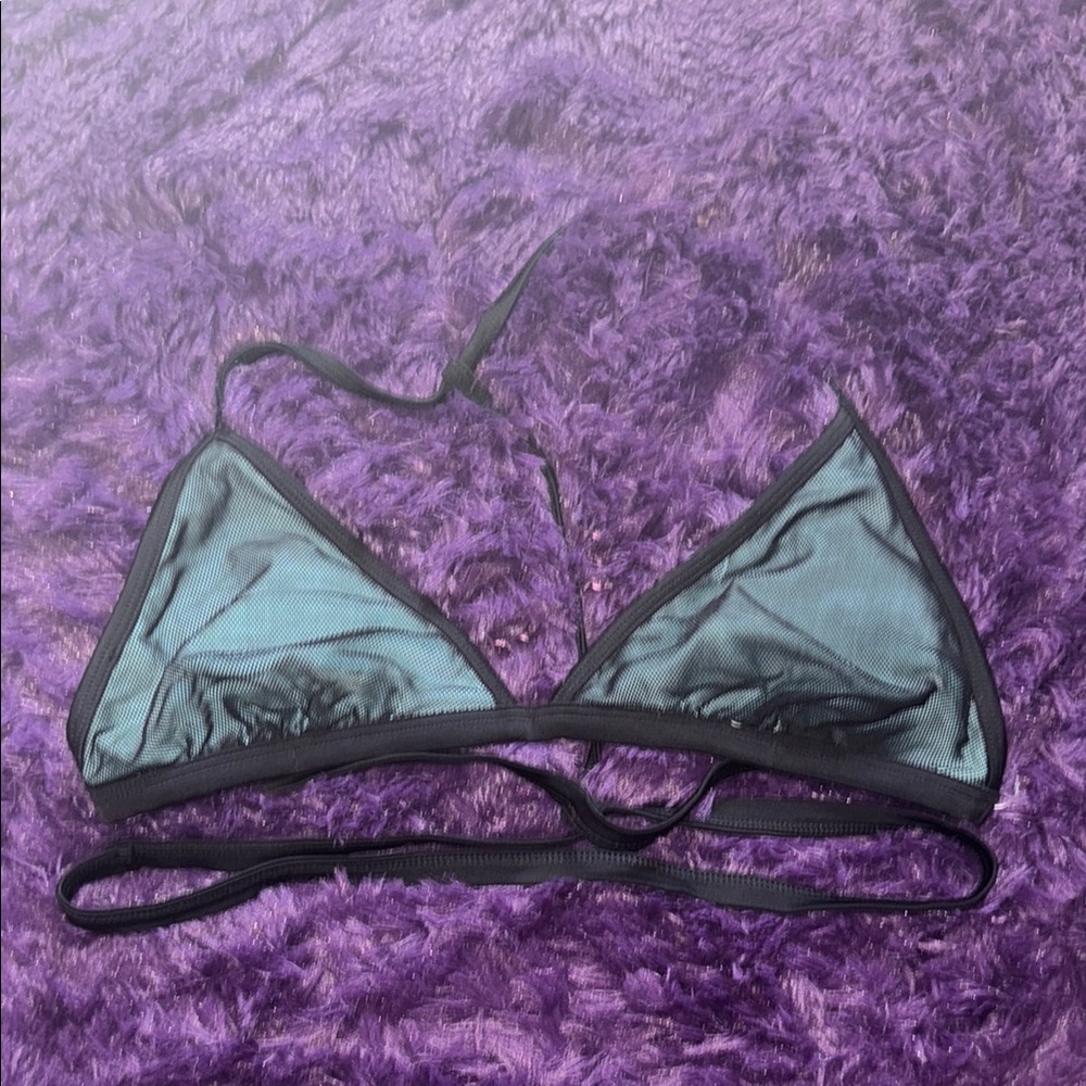 Black and Teal Triangle Bralette